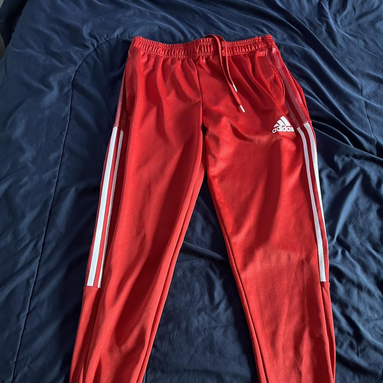 red Adidas athletic pants Size:... - Depop