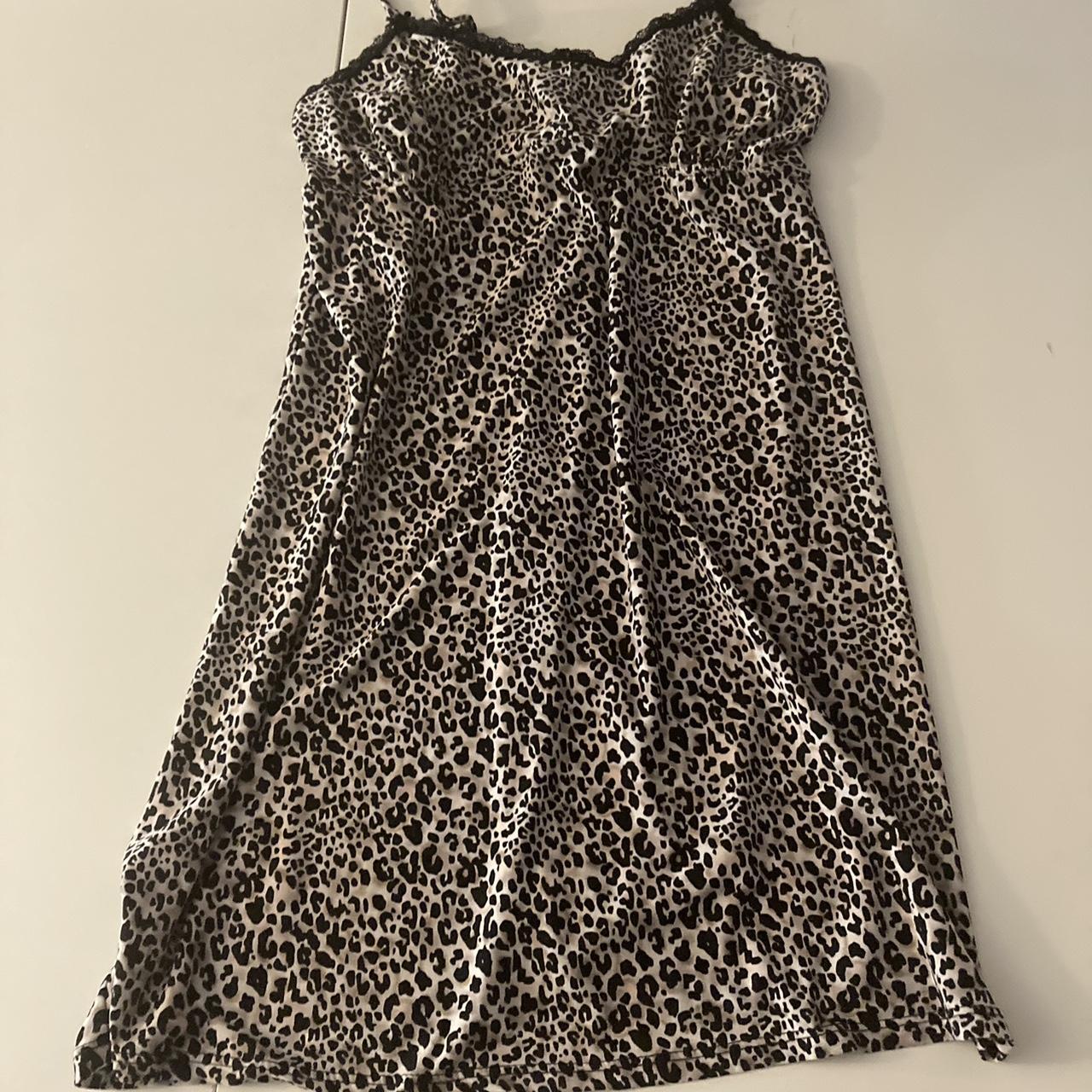 Rene Rofe Leopard print sleepwear/lingerie black & white slip dress Leopard  SZ L