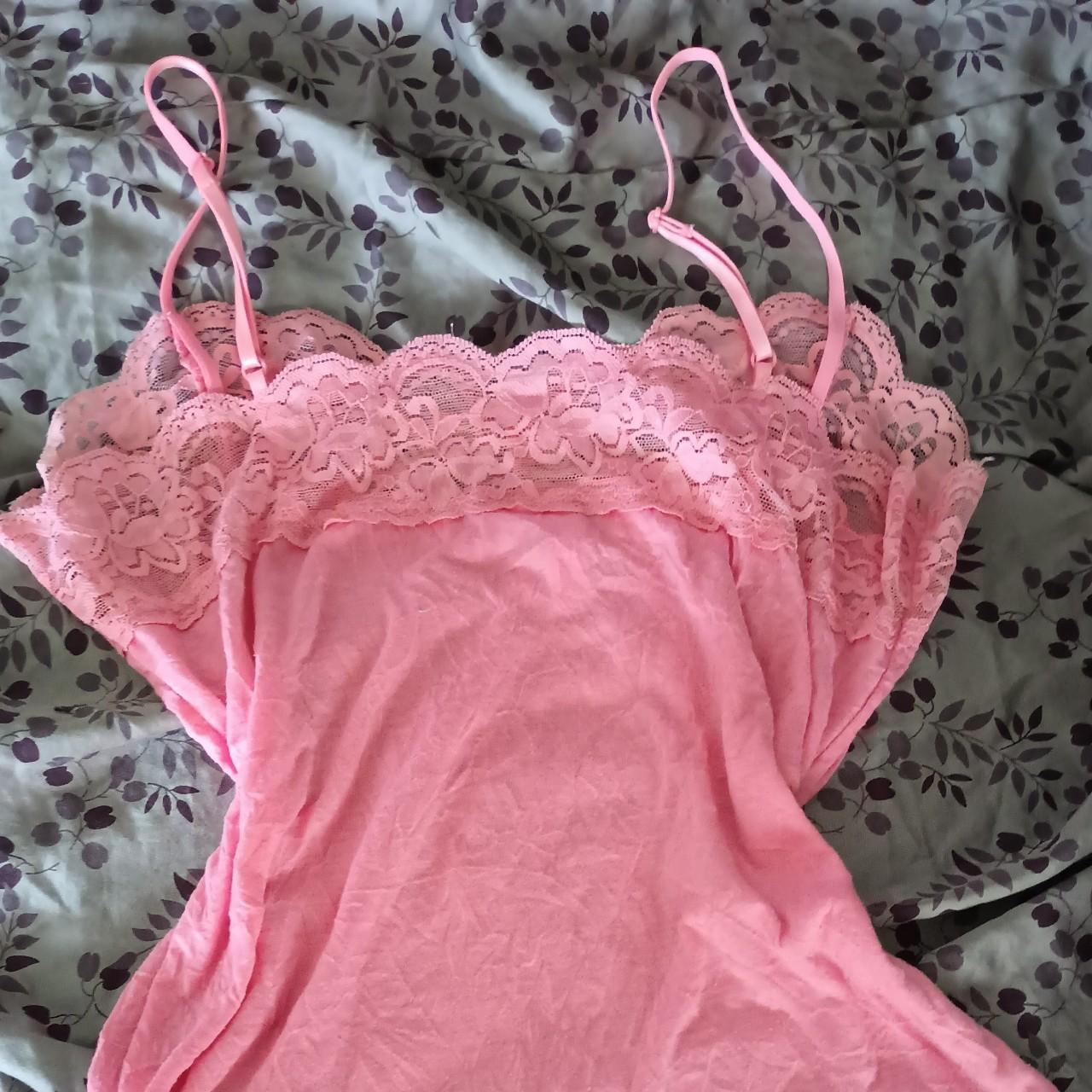 Coquette Barbie flirty light pink cami with lace... - Depop