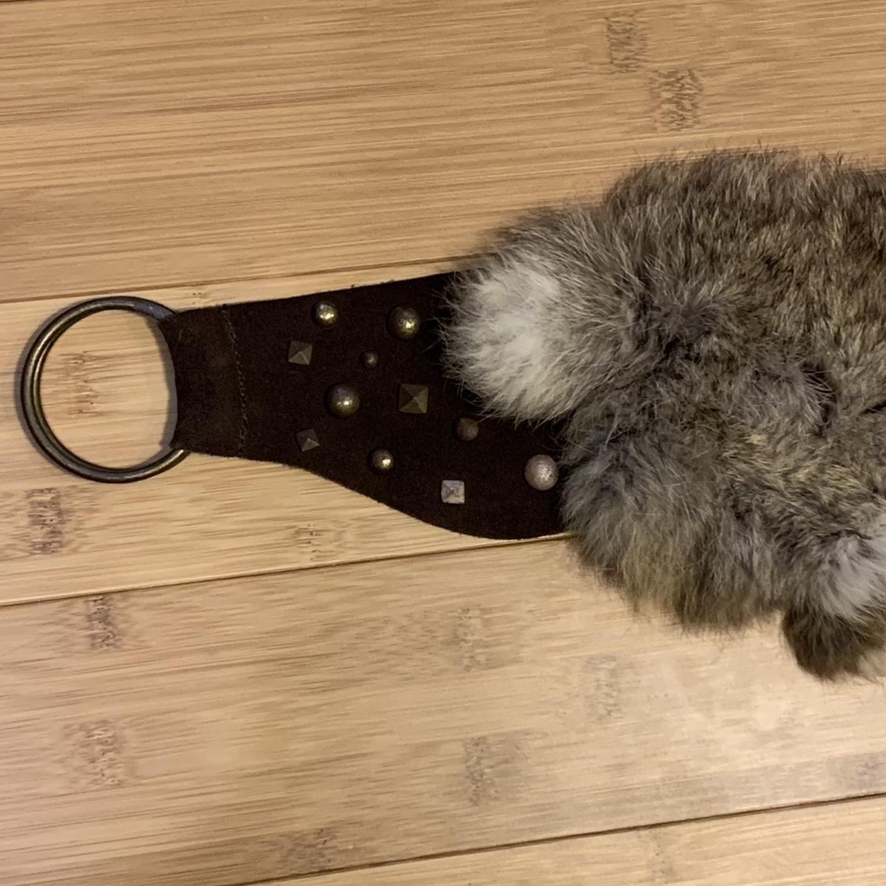 goa rabbit fur belt one size hide belt with studs... - Depop