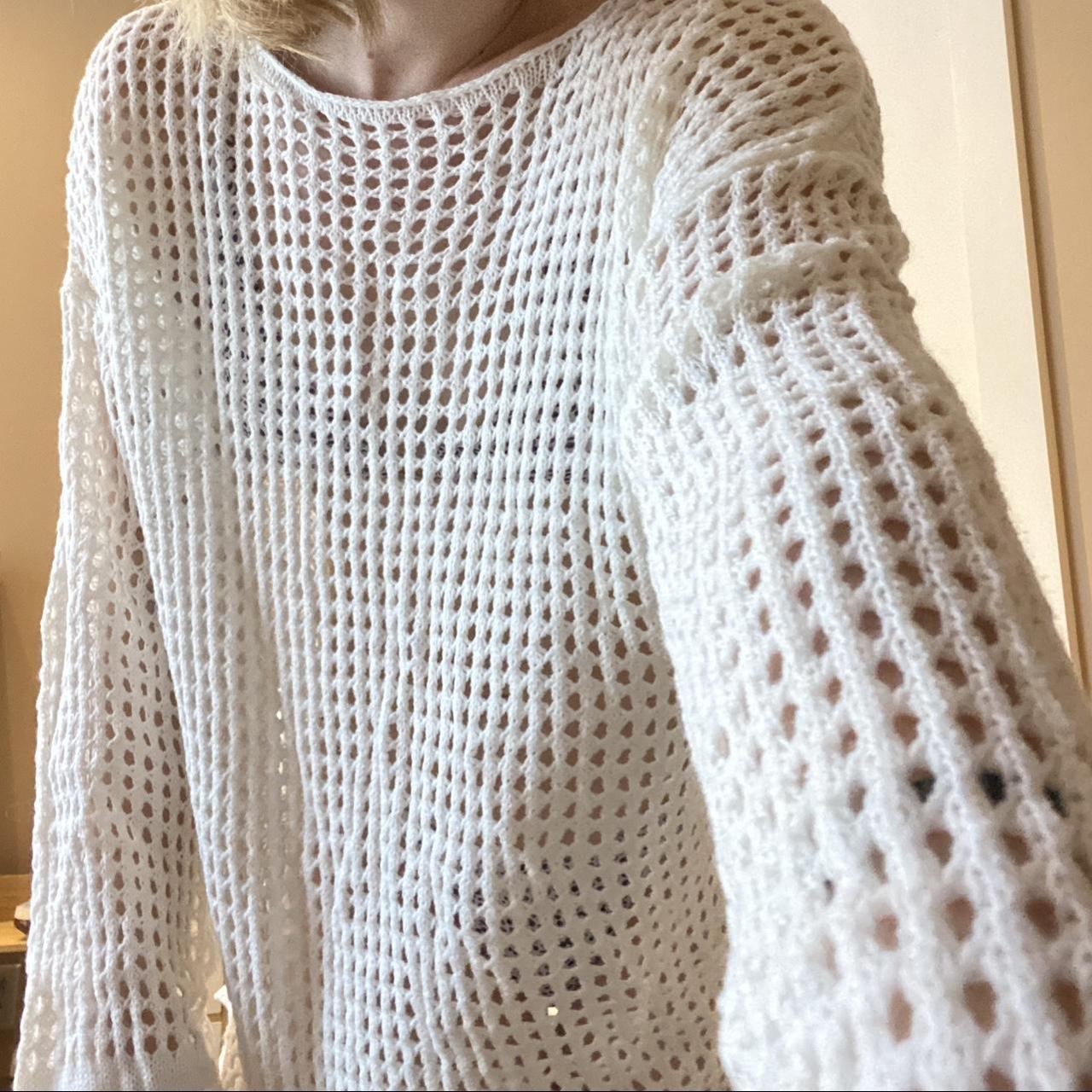 White mesh bikini cover up, size SM Depop