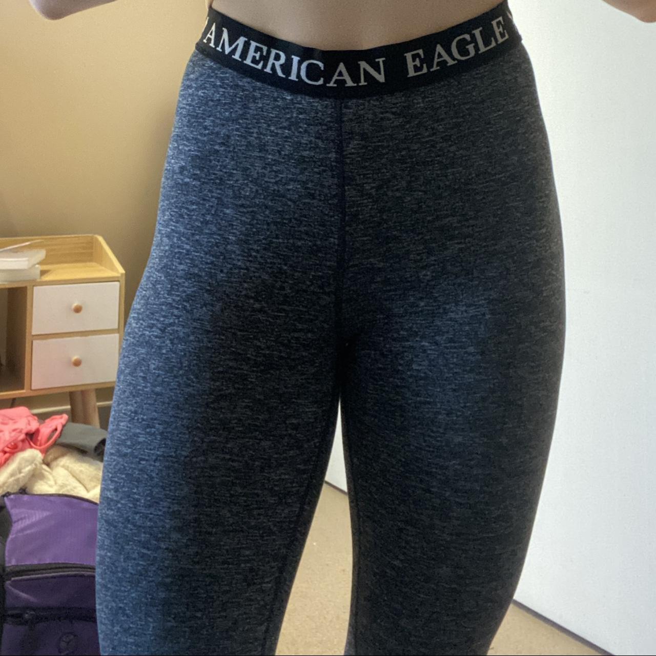 Grey American eagle leggings size small - Depop