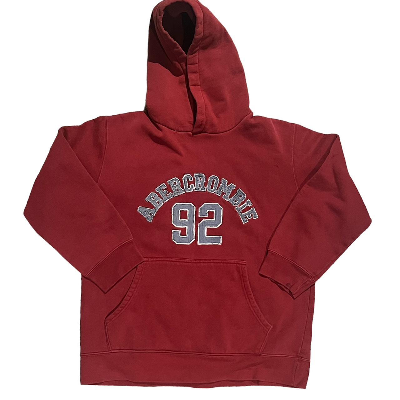 Y2k red Abercrombie 92” hoodie amazing condition... - Depop