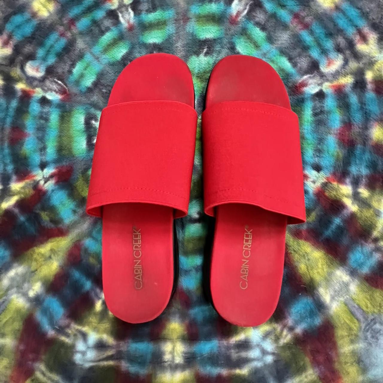 bright red slip sandal Stretchy band super Depop