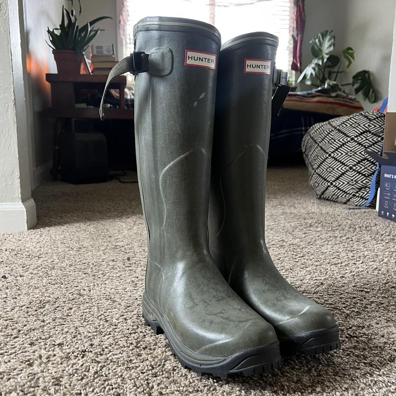 forest green Hunter boots! side zip and buckle Depop