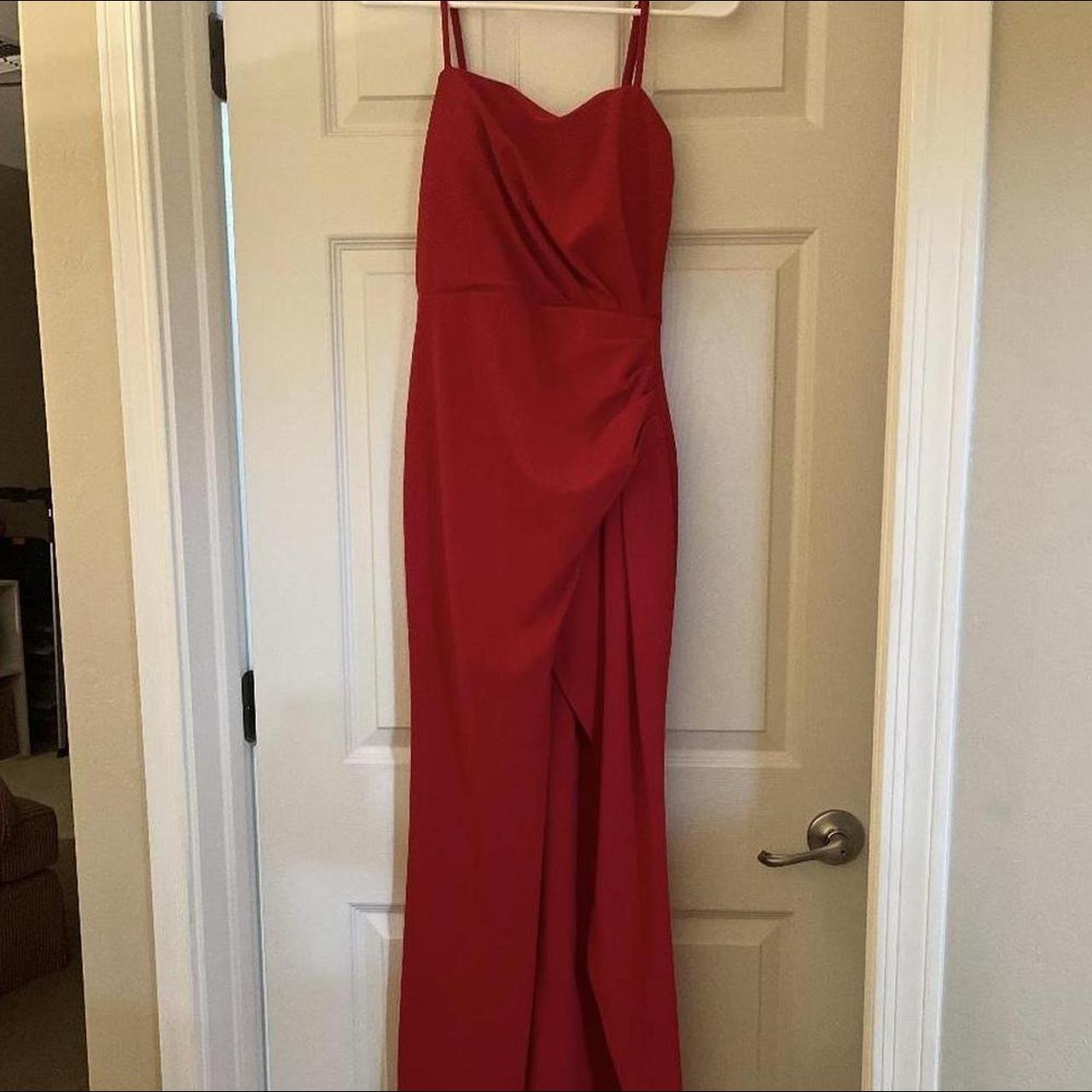 macy’s trixxi red prom dress size 3 • adjustable... - Depop