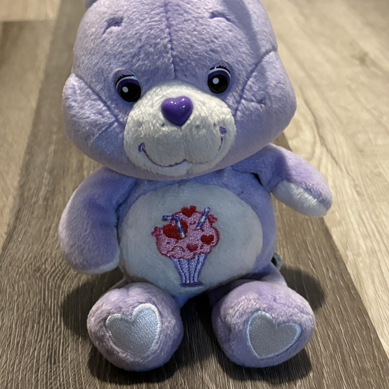 Purple care fashion bear with milkshake name