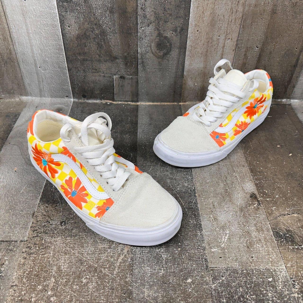 Old Skool Sneakers in Checkerboard Floral Blanc de Blanc