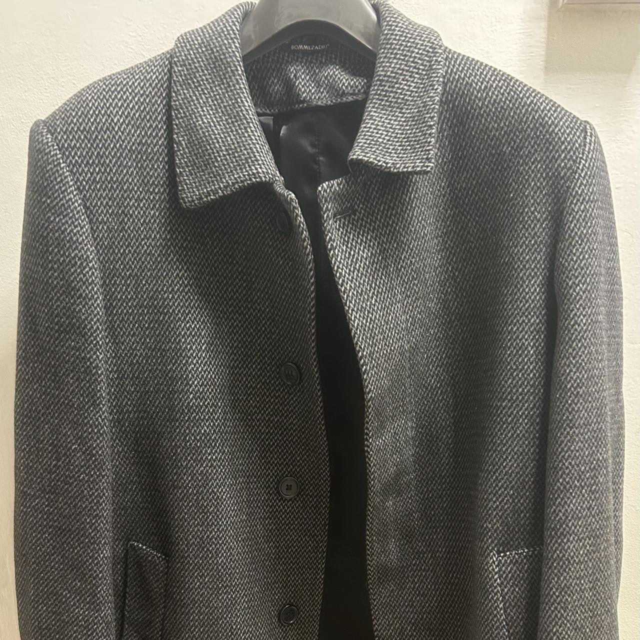 Wool-cashmere herringbone grey men’s overcoat... - Depop