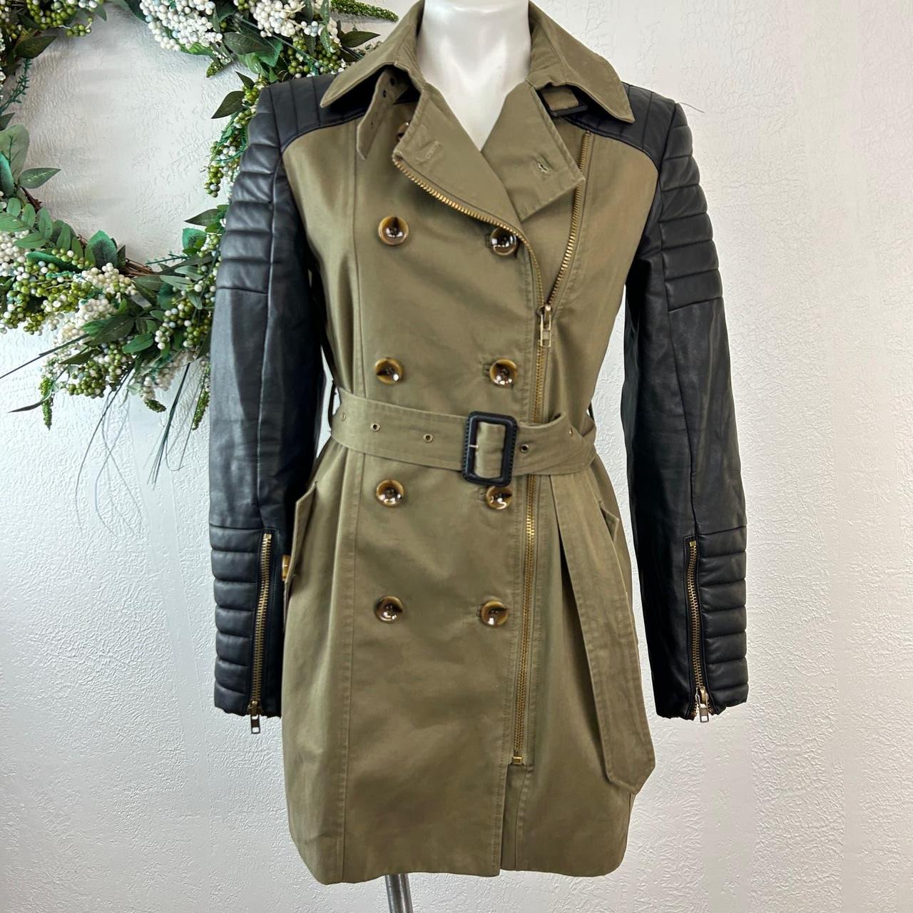 Walter baker trench coat with leather sleeves sale