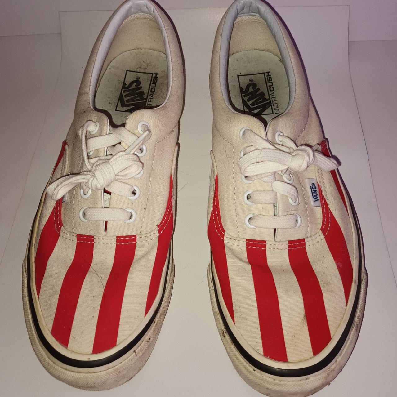 Vans red and white striped Size - UK 9.5 No flaws... - Depop