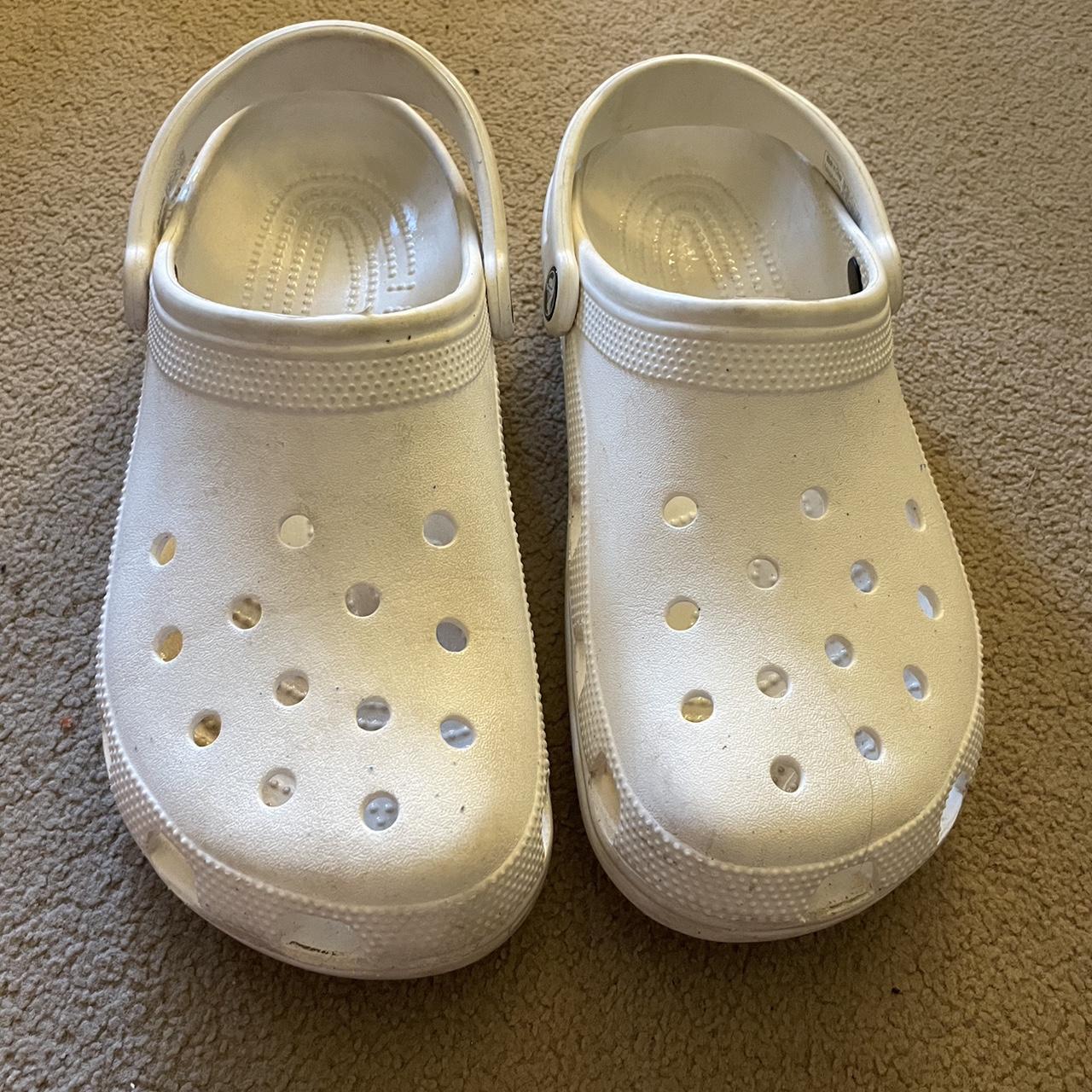 White Crocs size 10. Worn a handful of times. Great... - Depop