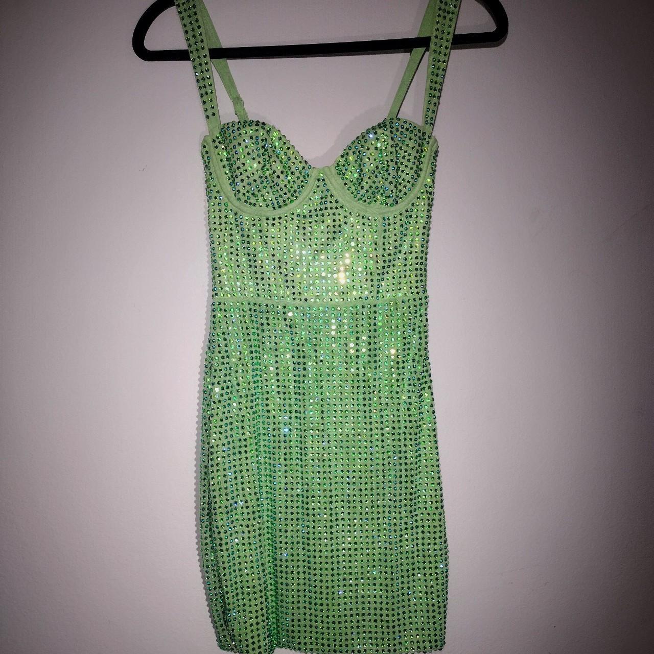 Ines Embellished Corset Mini Dress in Sage Green