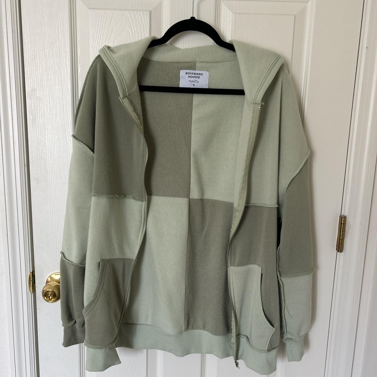 pistachio sage green zipup hoodie jacket with... Depop