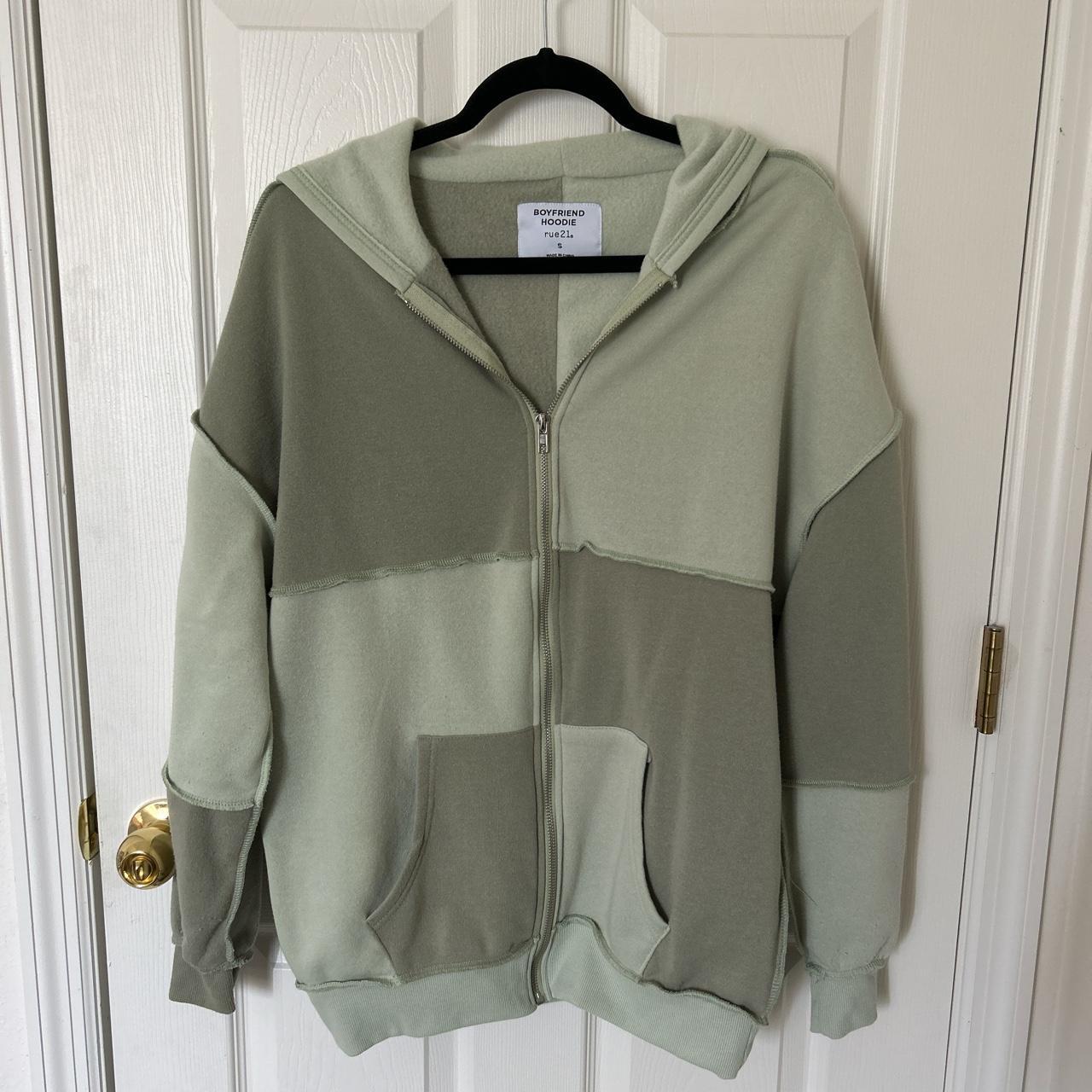 pistachio sage green zipup hoodie jacket with... Depop