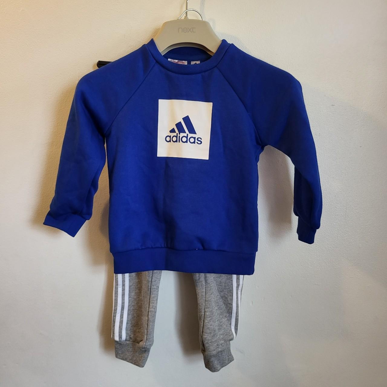 Adidas full tracksuit. Blue jumper with grey bottom... Depop