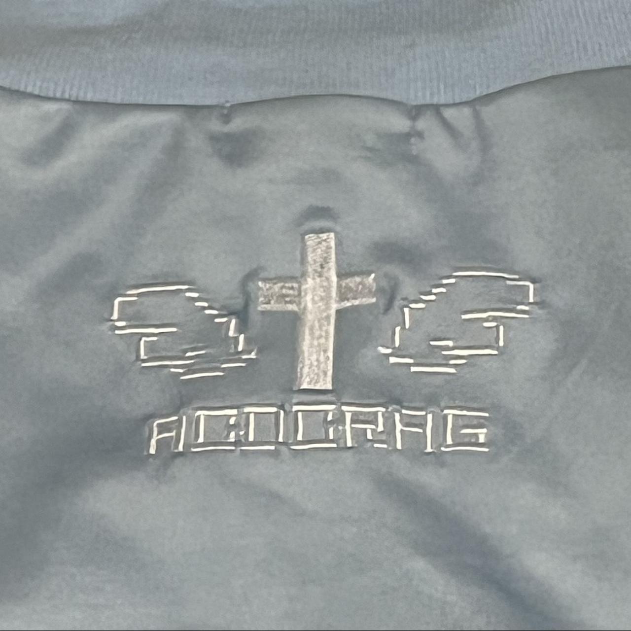 ACDC RAG white and blue oversized zip up jacket... - Depop