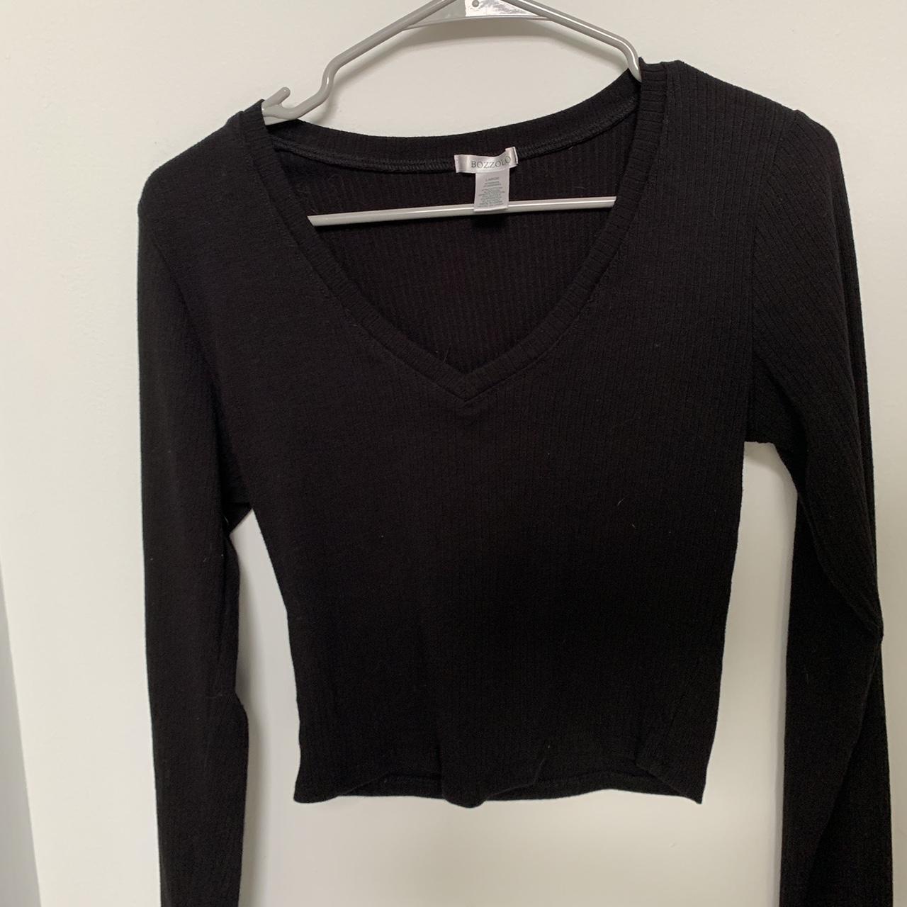 black long sleeve, form-fitting, bozzolo, midcrop... - Depop