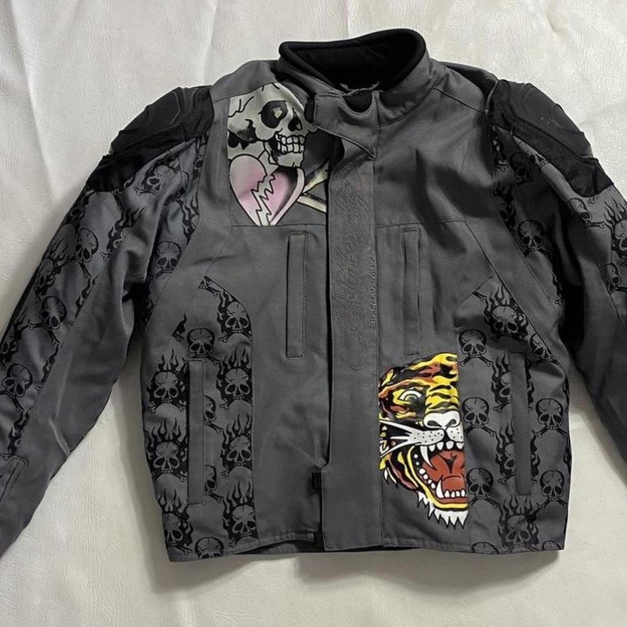 Ed Hardy Motorcycle jacket ! size Medium thick,... - Depop