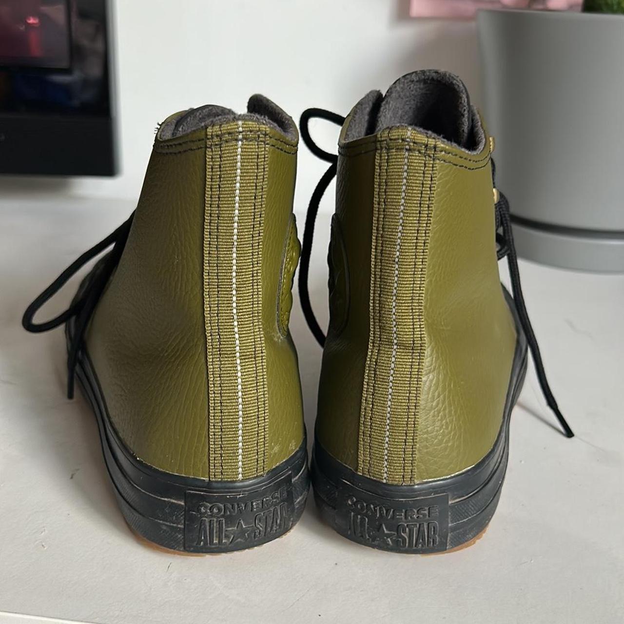 Army green, high-top converse Like-new No scuffs... - Depop