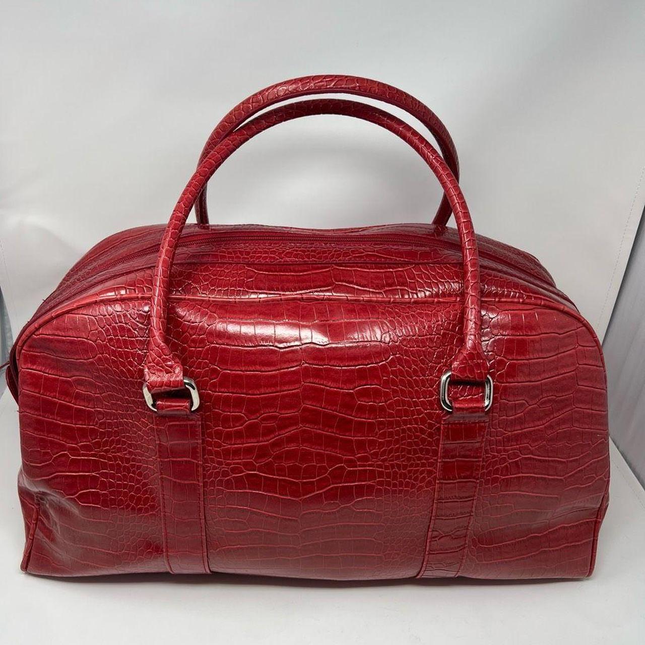 Vintage 90s Bath & Body Works Red Faux Alligator Leather Tote Travel 2024 Bag