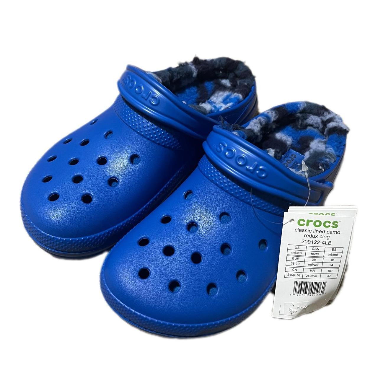 Brand new blue camo crocs Tags on men s 6 women s. Depop