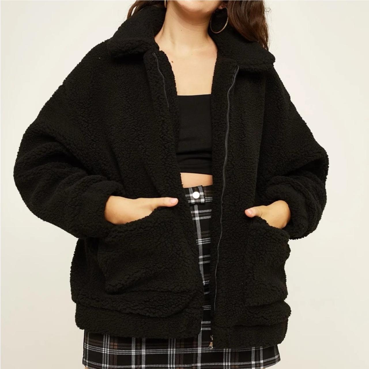 'Pixie Coat'—Oversized black teddy Depop