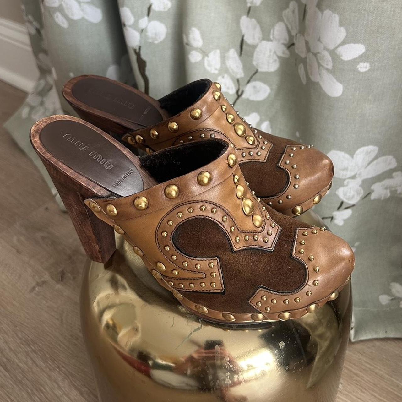 Miu Miu Women's Mules - Brown/Tan - US 7 – MIU MI… - image 1