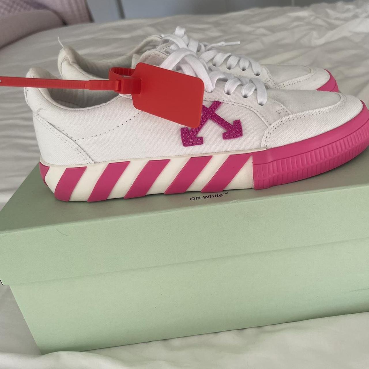pink white off white sneakers