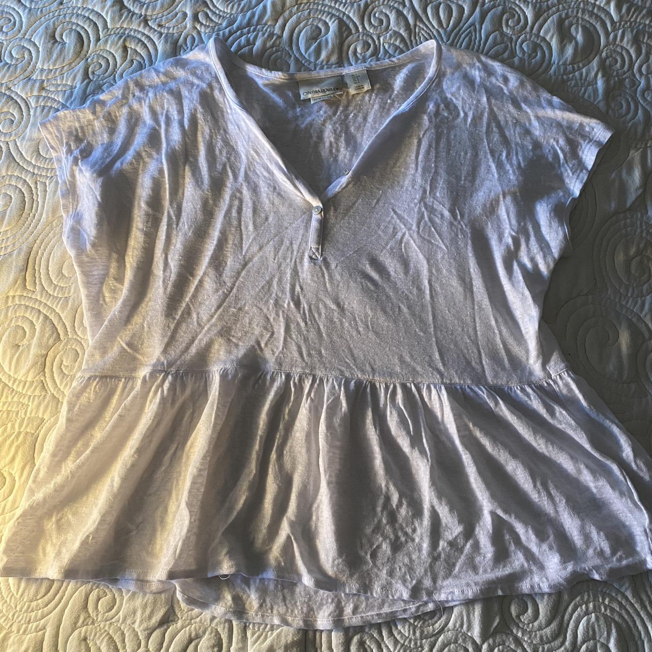 - small Cynthia Rowley thrifted peplum top - super... - Depop