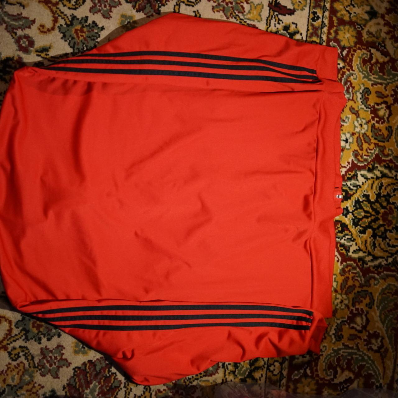 Bright red Men's Adidas XL track jacket minimal to... - Depop