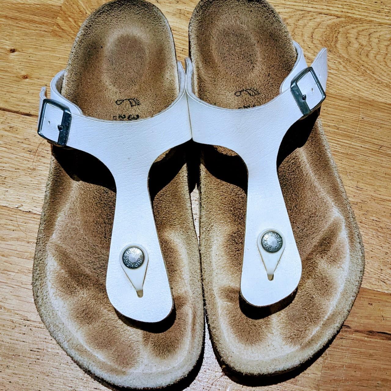 White Birkenstock Sandals - Depop