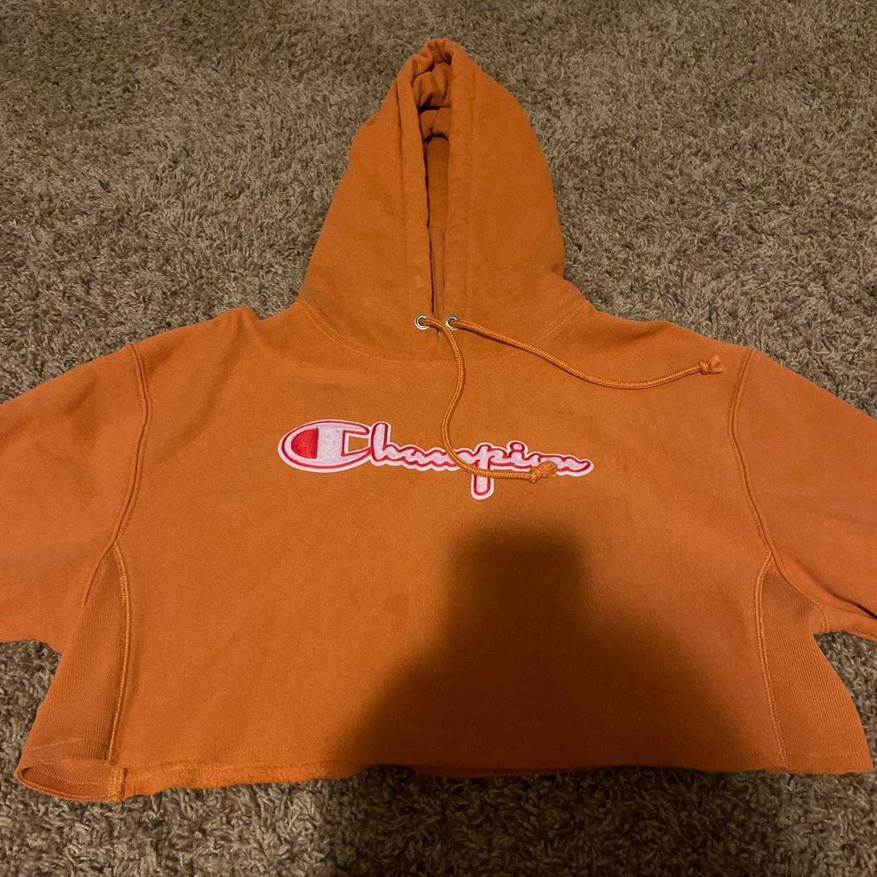 Orange cropped champion store hoodie