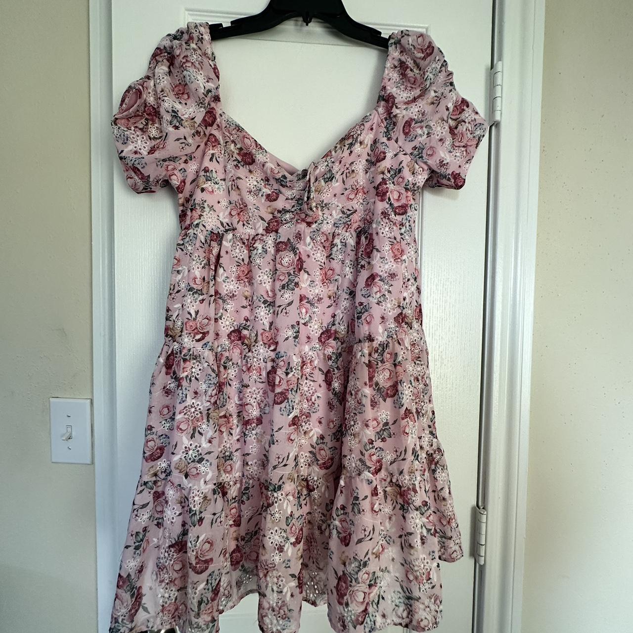 Floral, low cut lace dress. Medium sized. Brand new;... - Depop