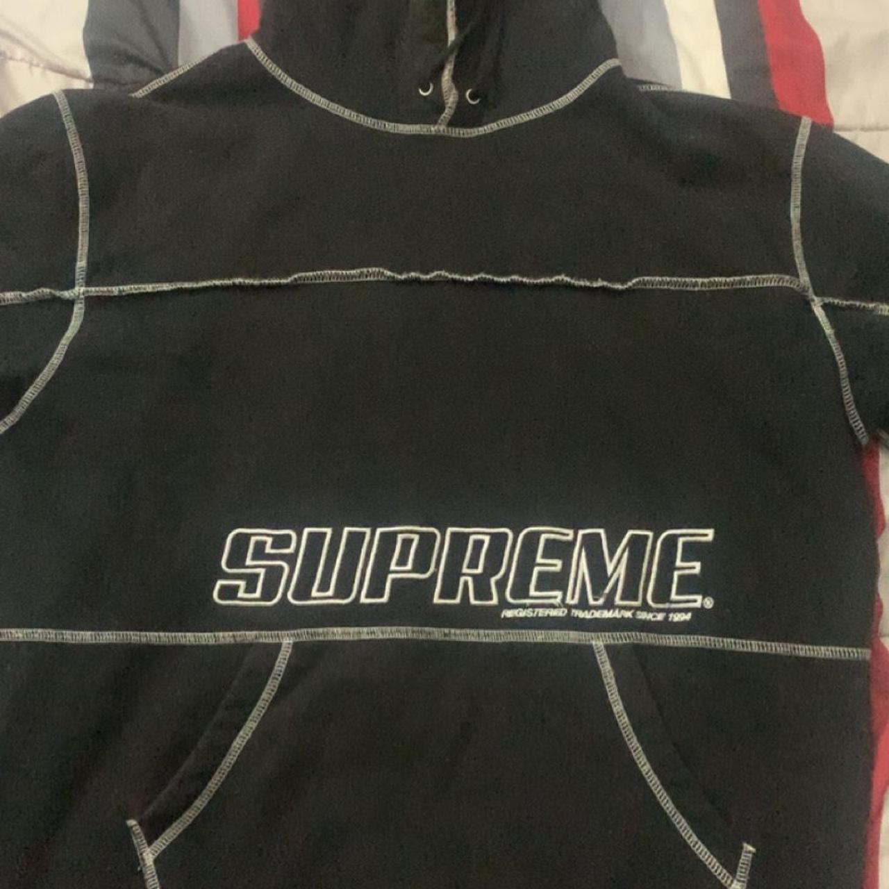 black supreme hoodie - size xl, great oversized - Depop