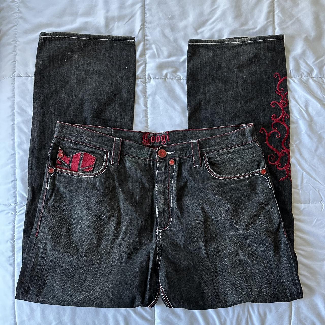 rare cyber y2k coogi embroidered baggy pants | Depop