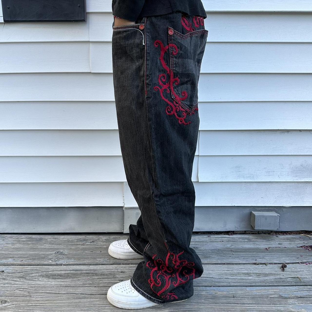 rare cyber y2k coogi embroidered baggy pants | Depop
