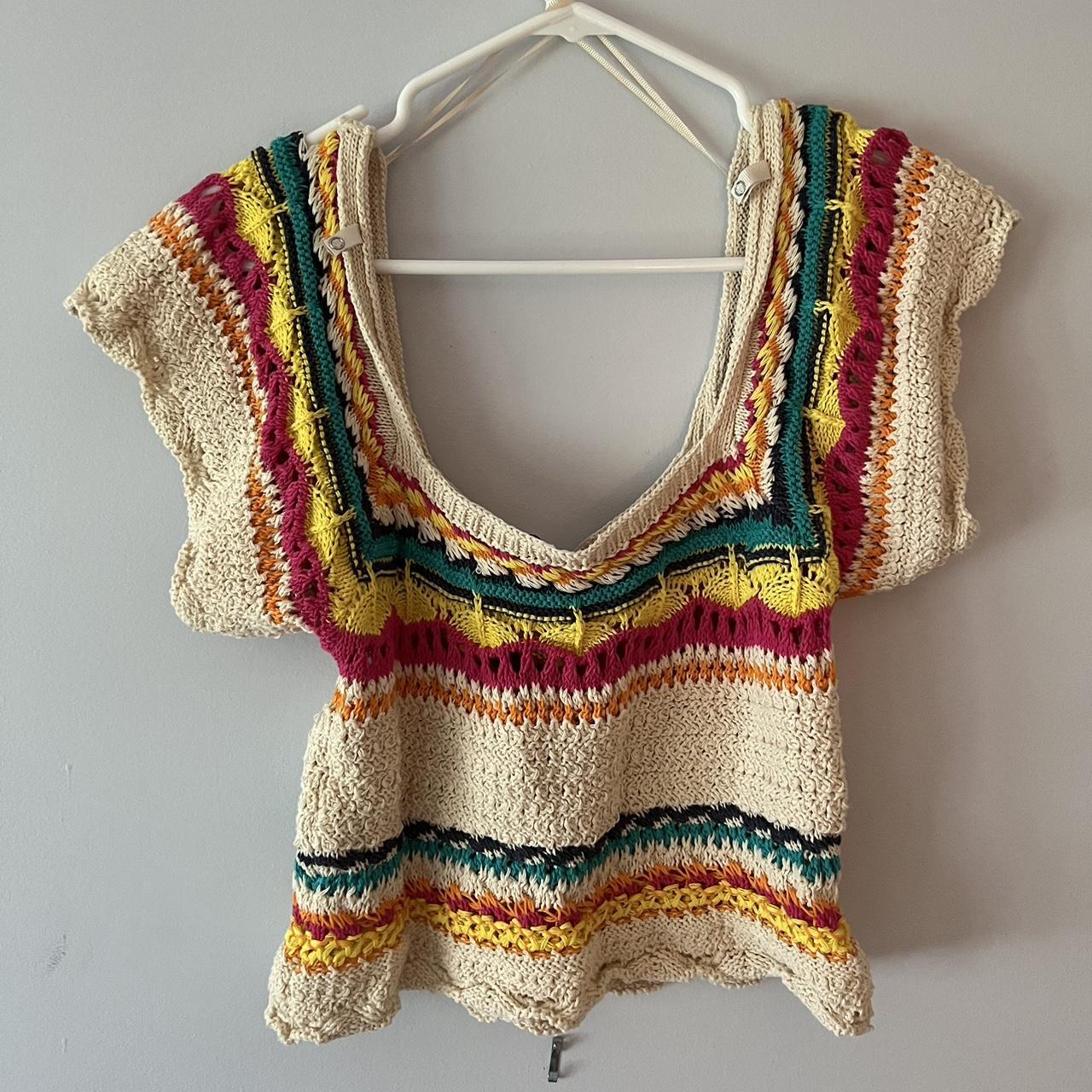 Zara crochet knit crop top zara zaratop... Depop
