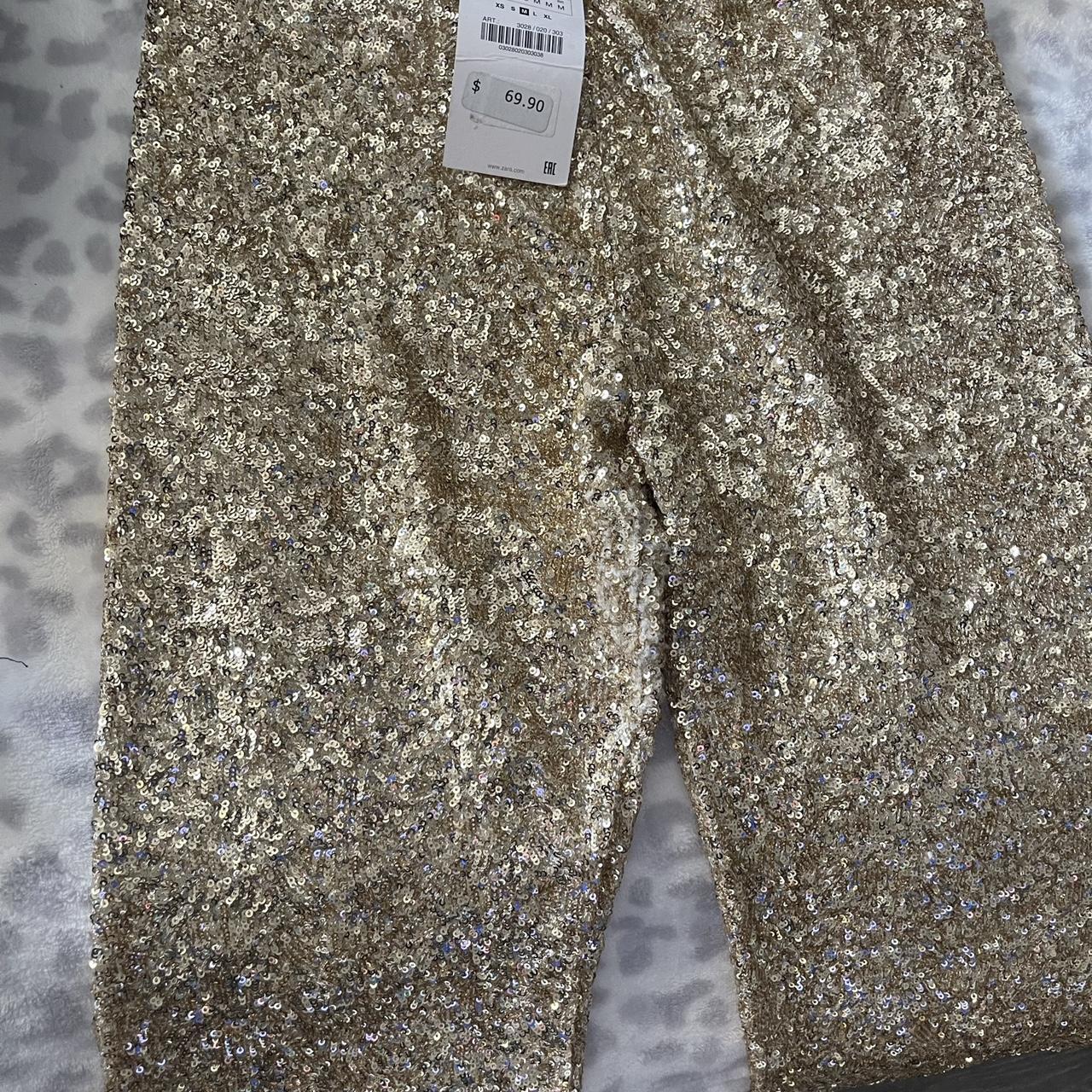 Zara limited edition. Sequin gold pants. - Depop