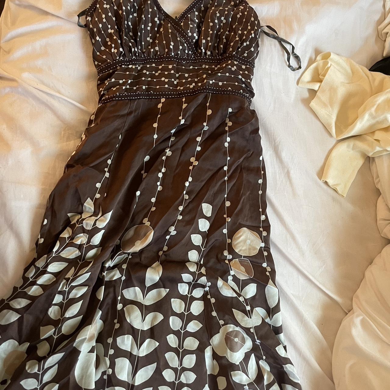 Vintage ted baker dress silk - Depop