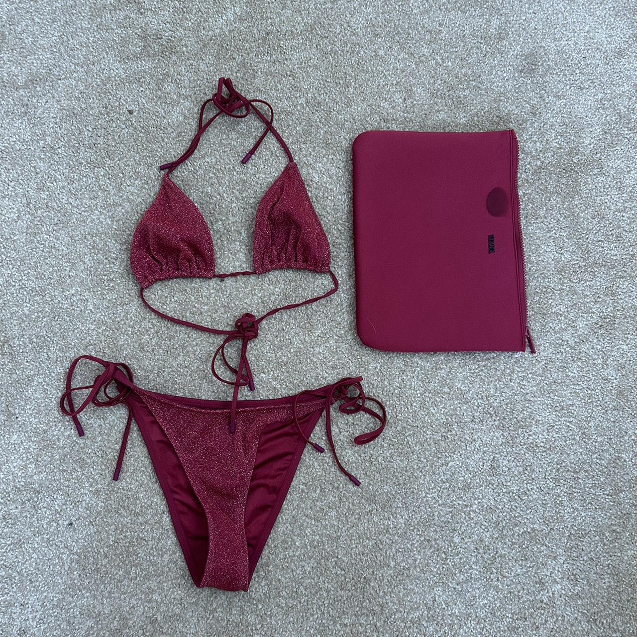 Triangl Vinca Bikini In Maroon Sparkle Top Size Depop