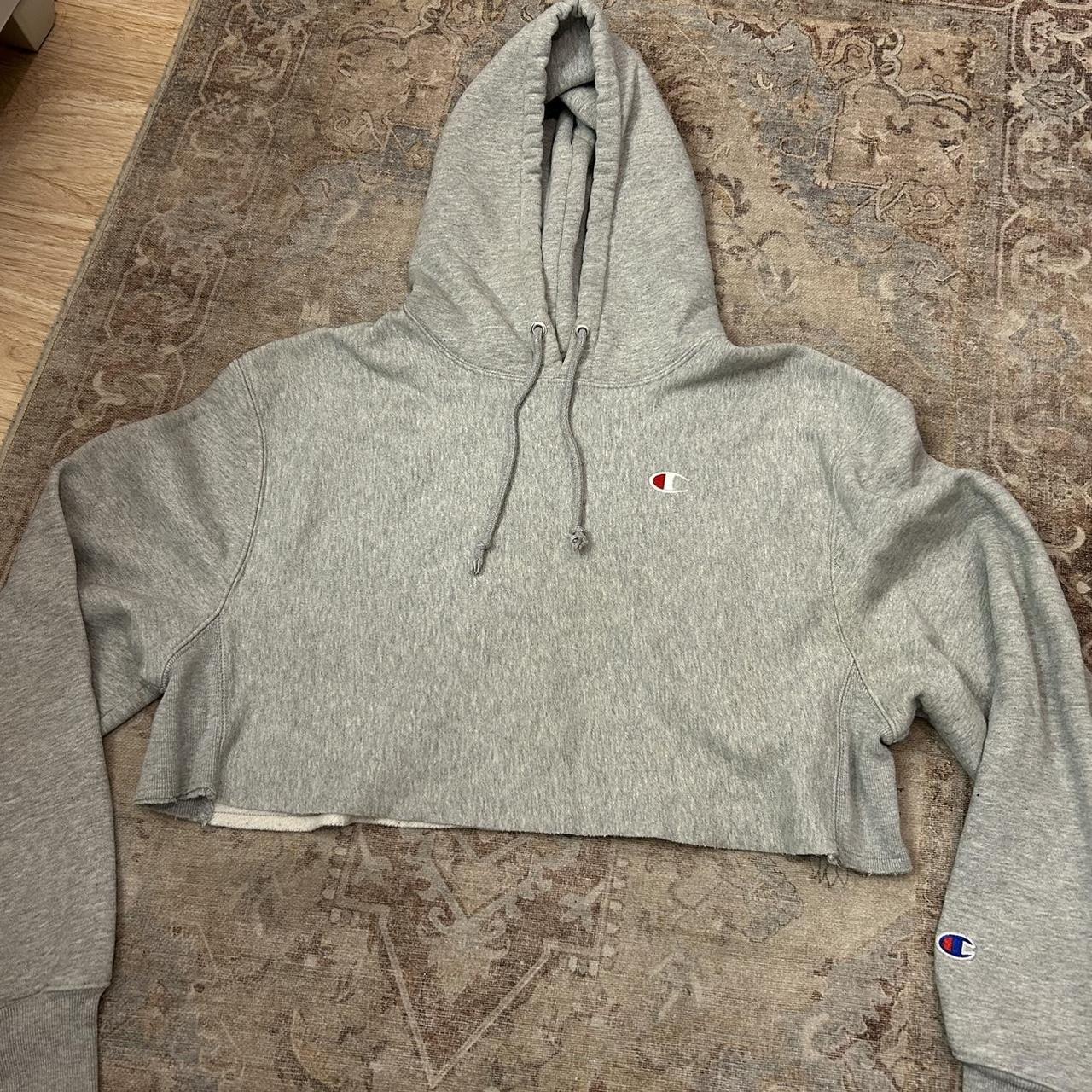 Champion cropped hoodie sales grey