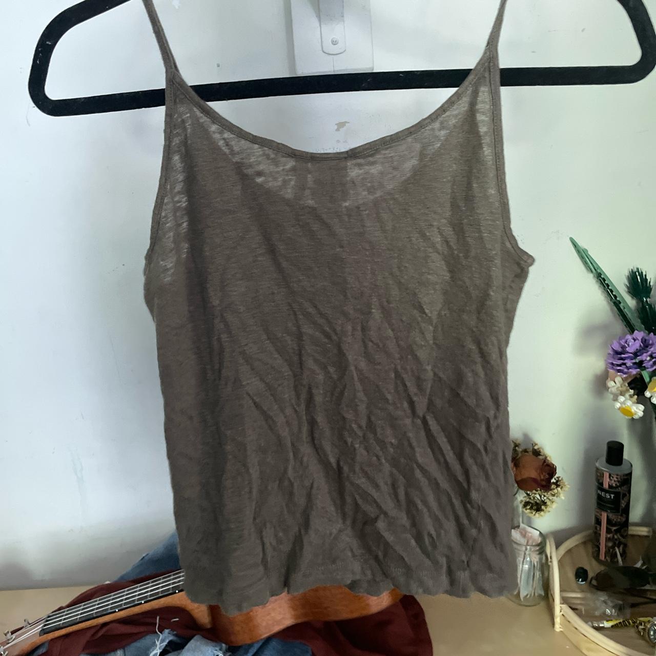 h&m green tank stretchy - Depop