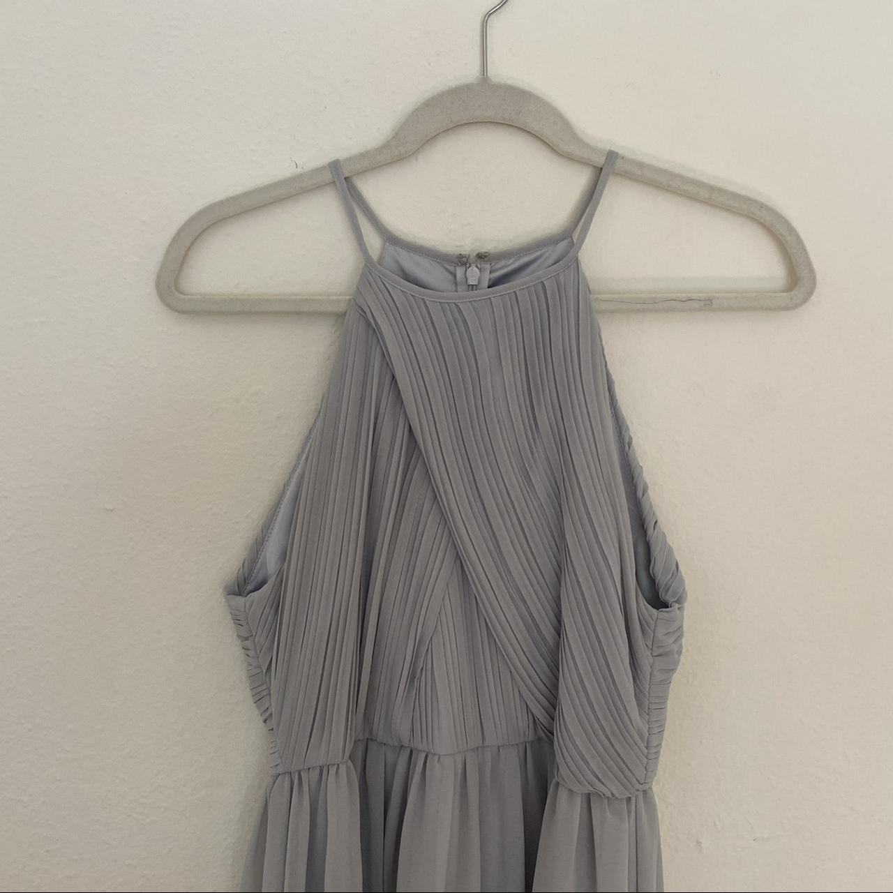 BHLDN Women's Blue and Grey Dress | Depop