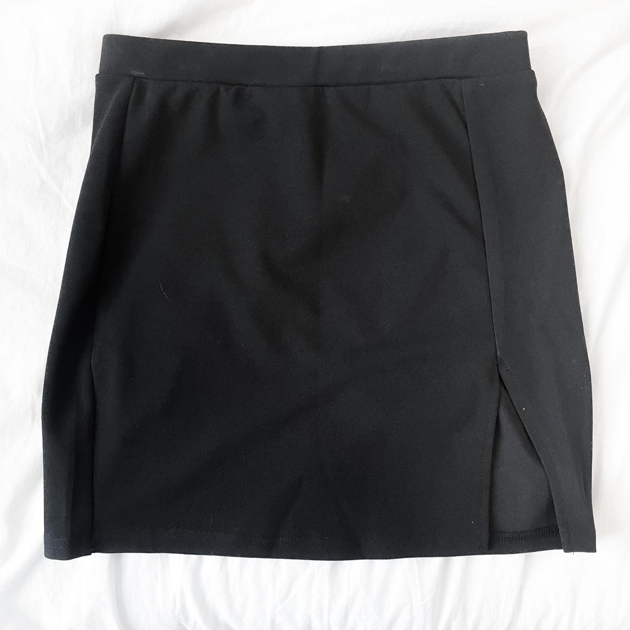 Black high waisted mini skirt Slit hem No... - Depop