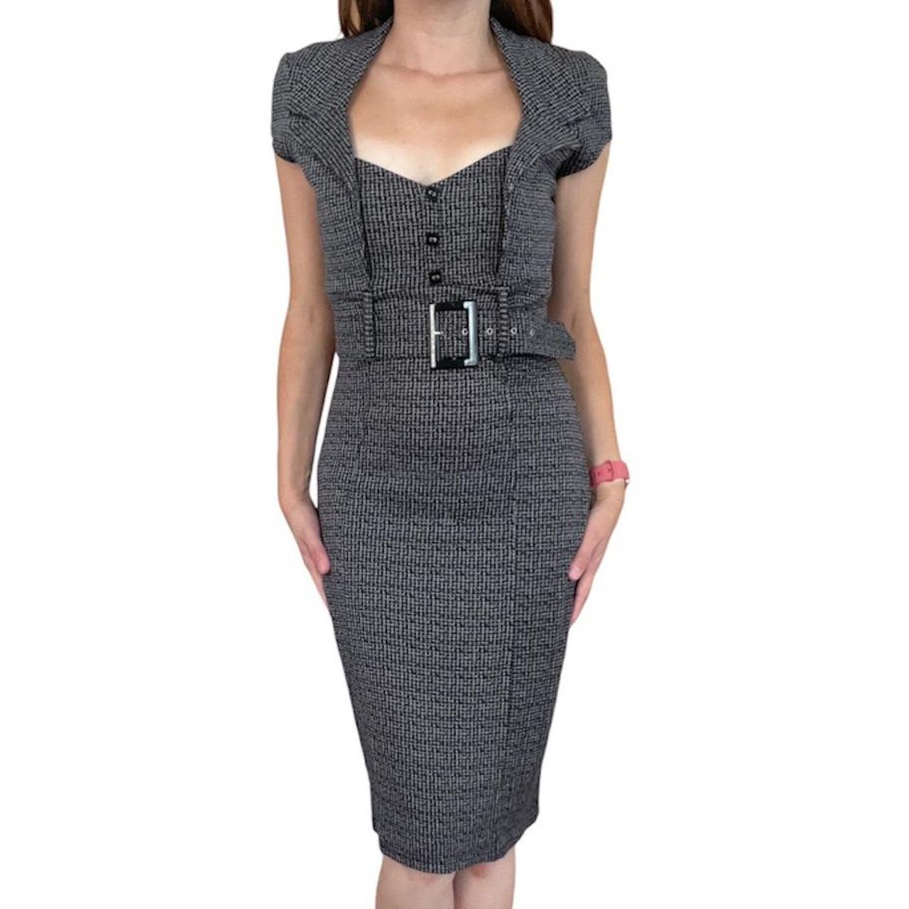 Jane Norman Y2K grey black smart office party dress Depop