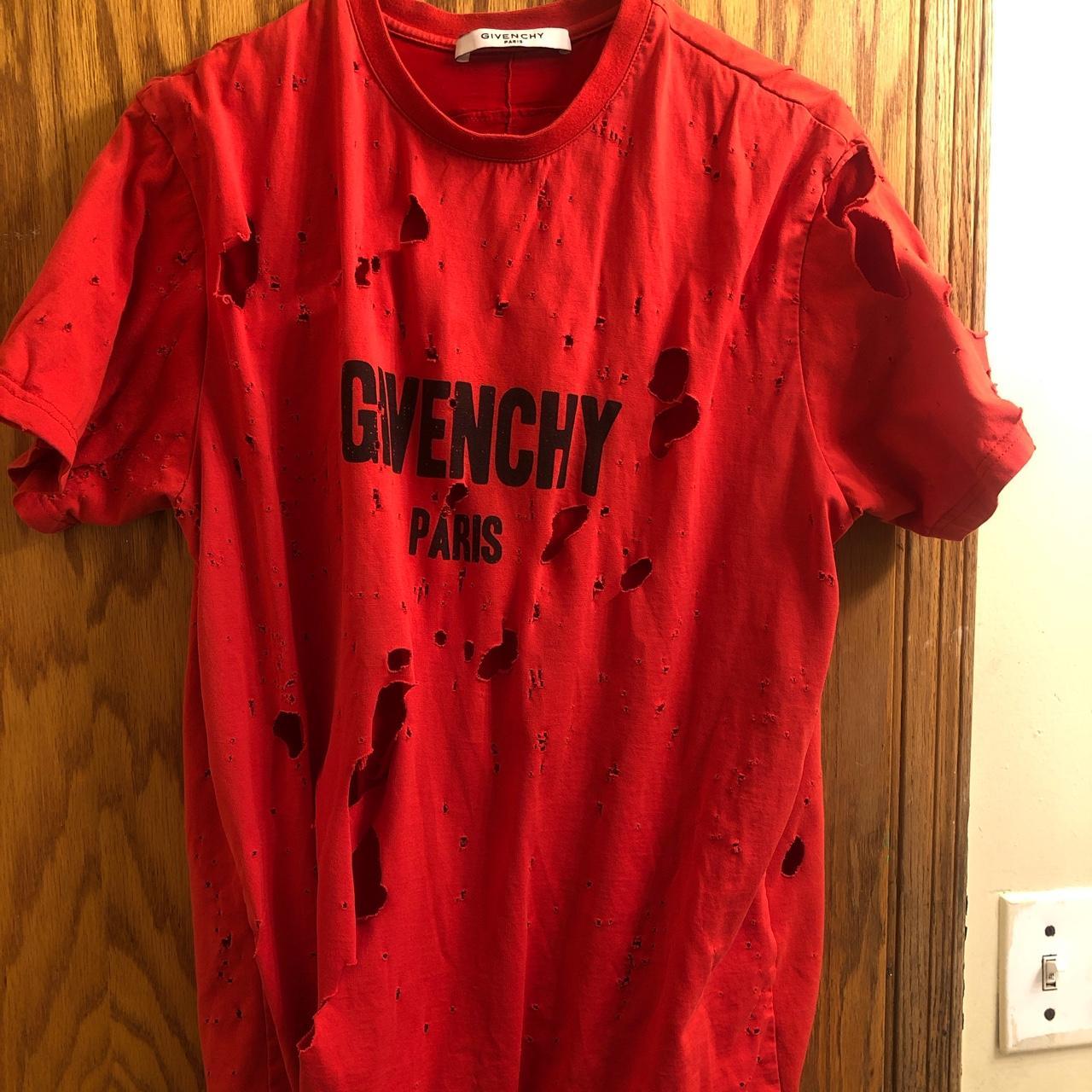 givenchy distressed t shirt red