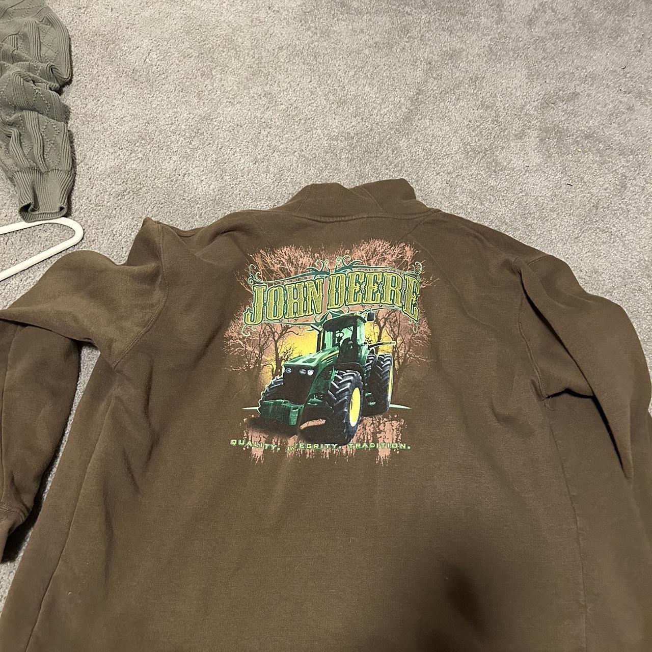 mens john deere graphic hoodie Size Xl ZIPPER IS... Depop