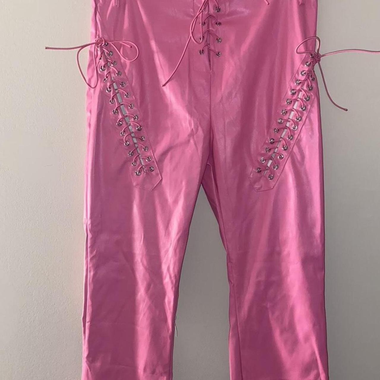 Hot pink hot sale lace up pants