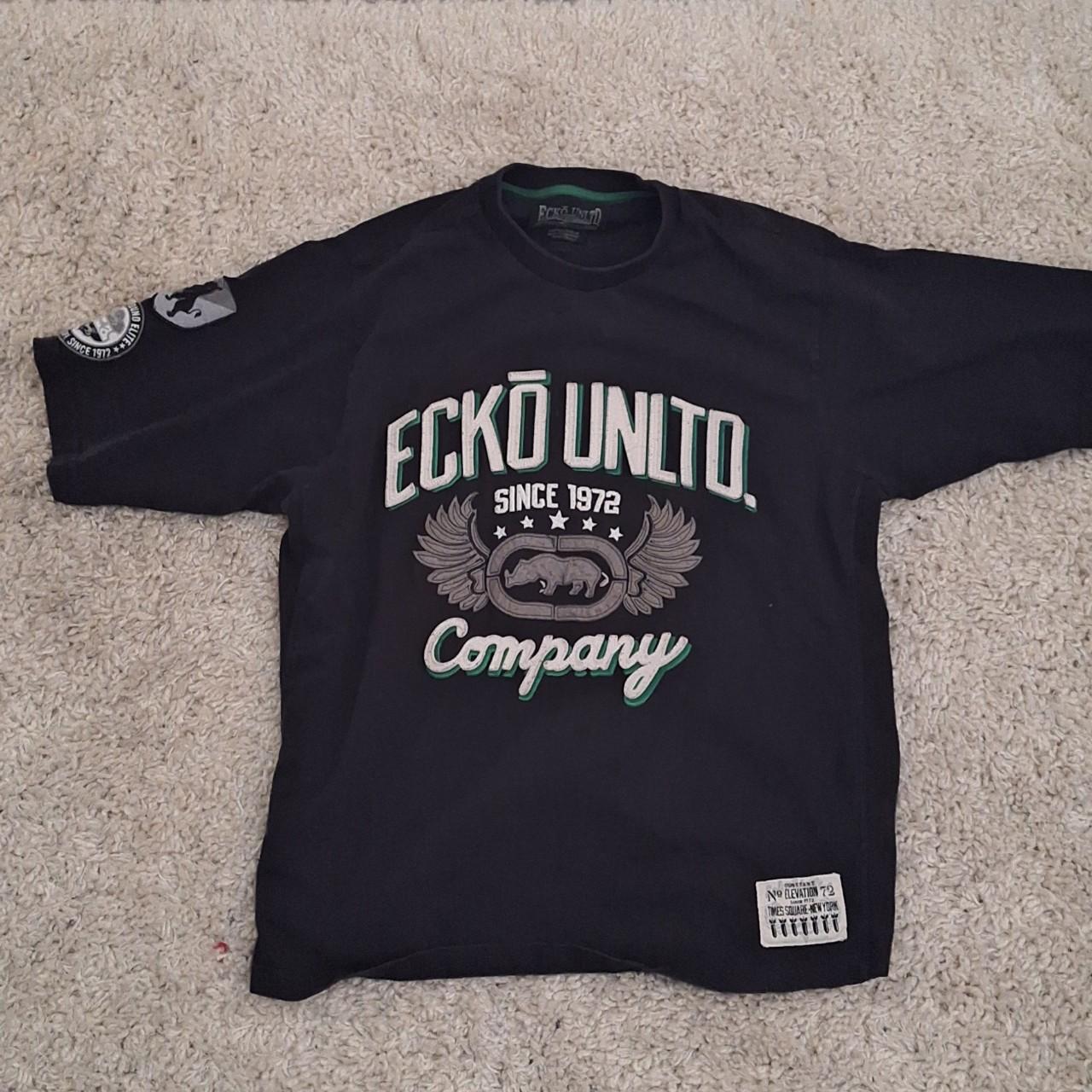 Blue barely worn large ecko shirt#y2k #grunge #2000s... - Depop